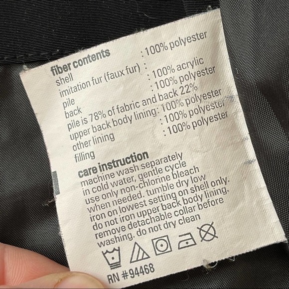 Esprit Black Quilted Jacket Womens Medium Full Zip‎ Faux Fur Fleeced Lined Coat - Picture 7 of 7